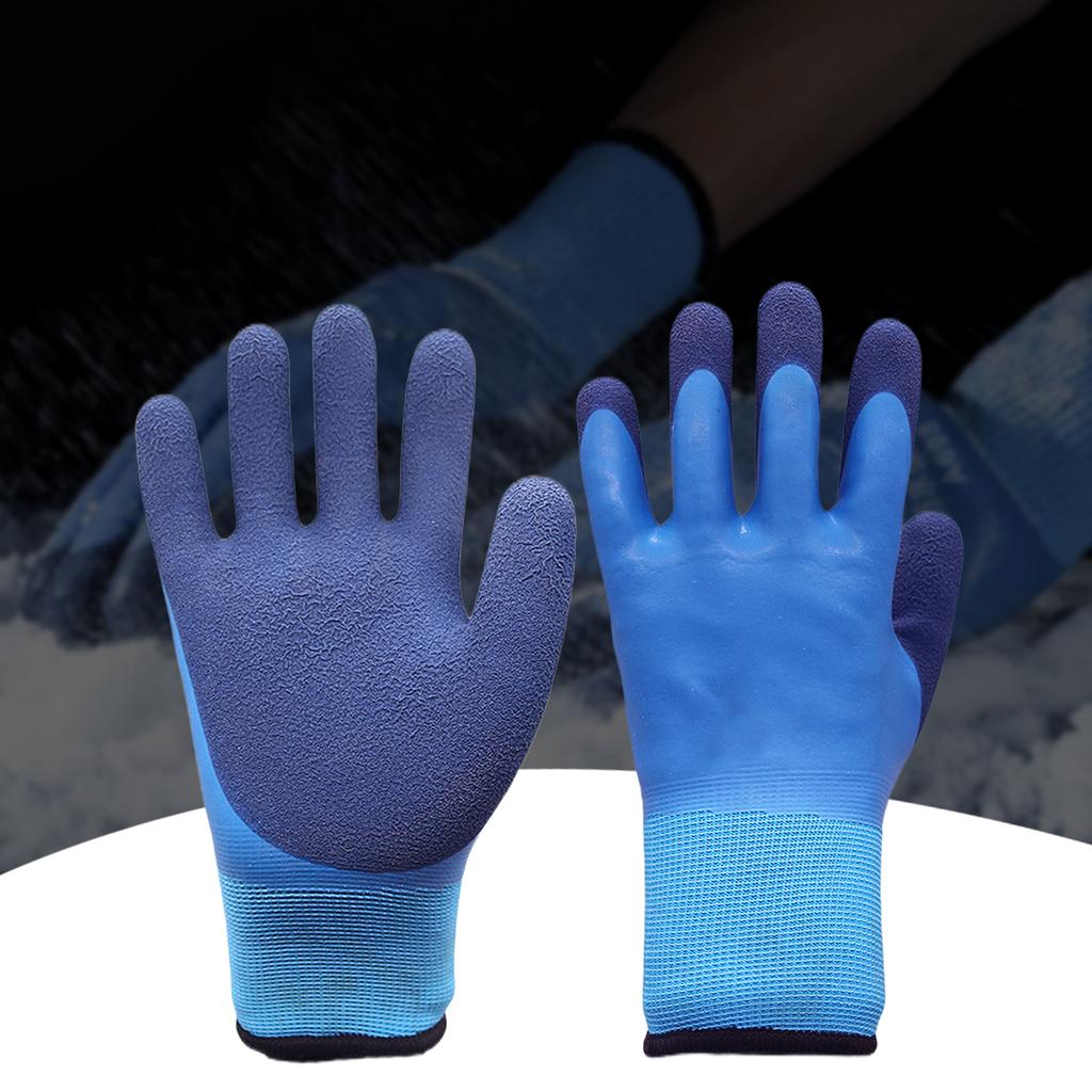 Double-Layer Work Gloves Non-Slip Coldproof Full Finger Gloves Wear-Resist Winter Padded Rubber Glove for Construction Site Work