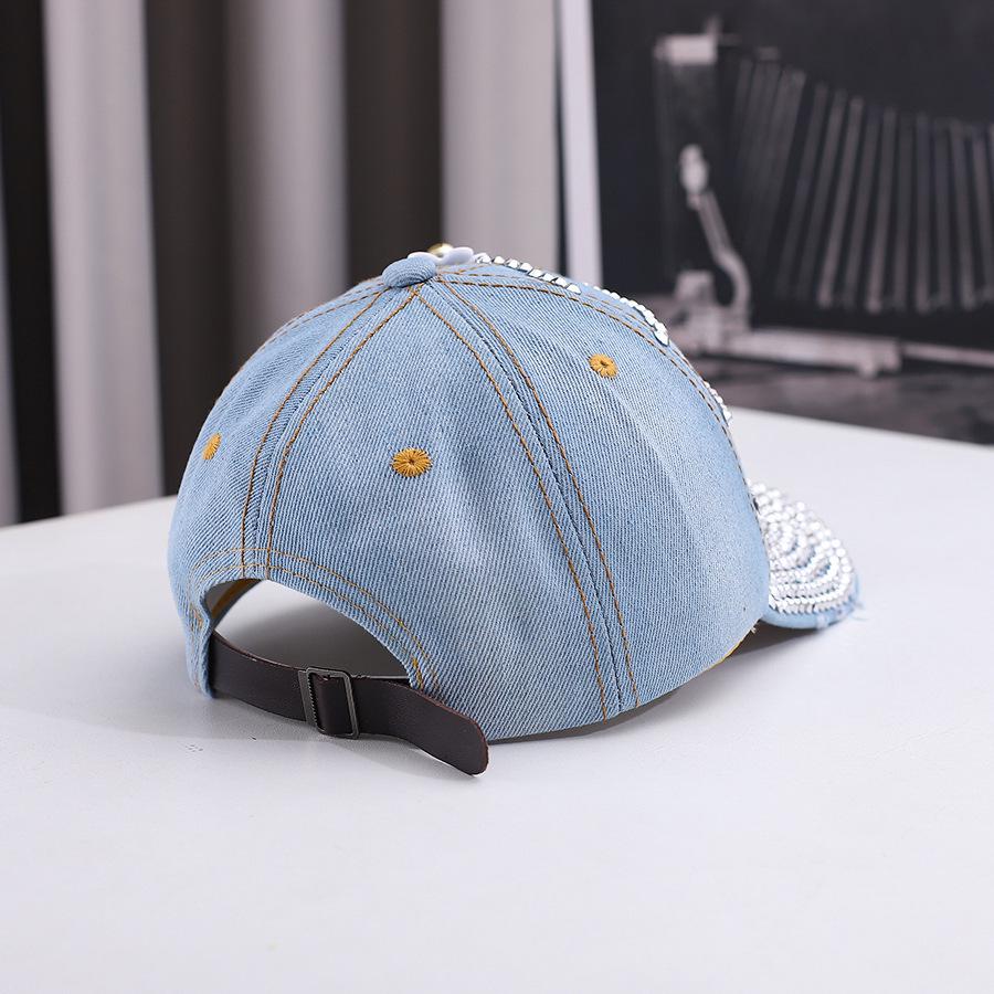 Women's Korean Style Rhinestone Denim Baseball Cap - Fashionable Outdoor Sun Protection Hat