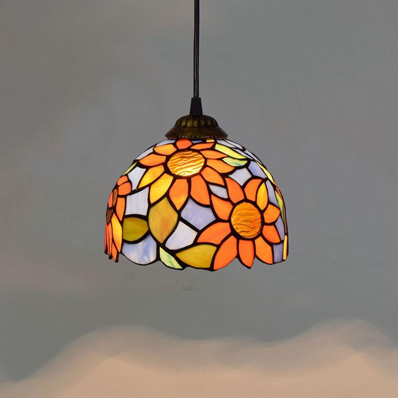 20cm/8“ European Stained Glass Pendant Lamp Dinning Room Chandeliers Hanging Light Bedroom Lighting Fixture Home Luminaria Decor