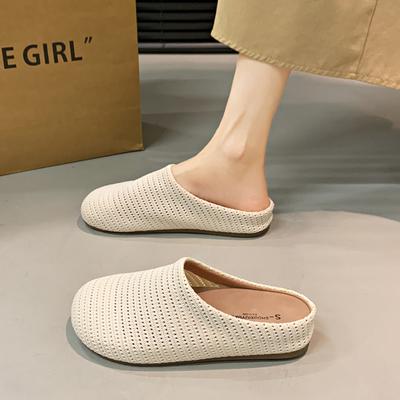 CRLAYDK Sommer Damen Bequeme Slipper Hausschuhe Damen Ausgehöhlt Rückenfrei Lässige Loafer Walking Strickschuhe