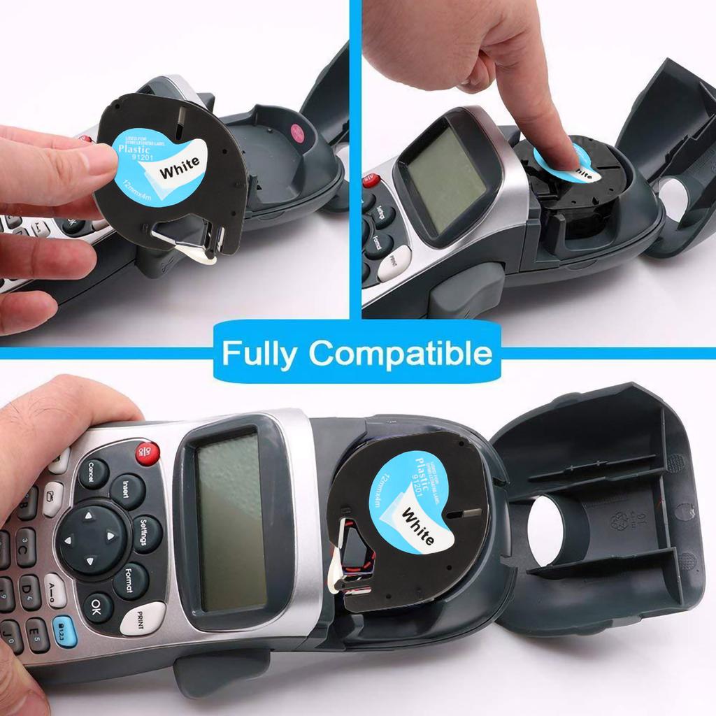 5PK Compatible For Dymo LetraTag Plastic 91331 12mm Label Tape Laminated Refills