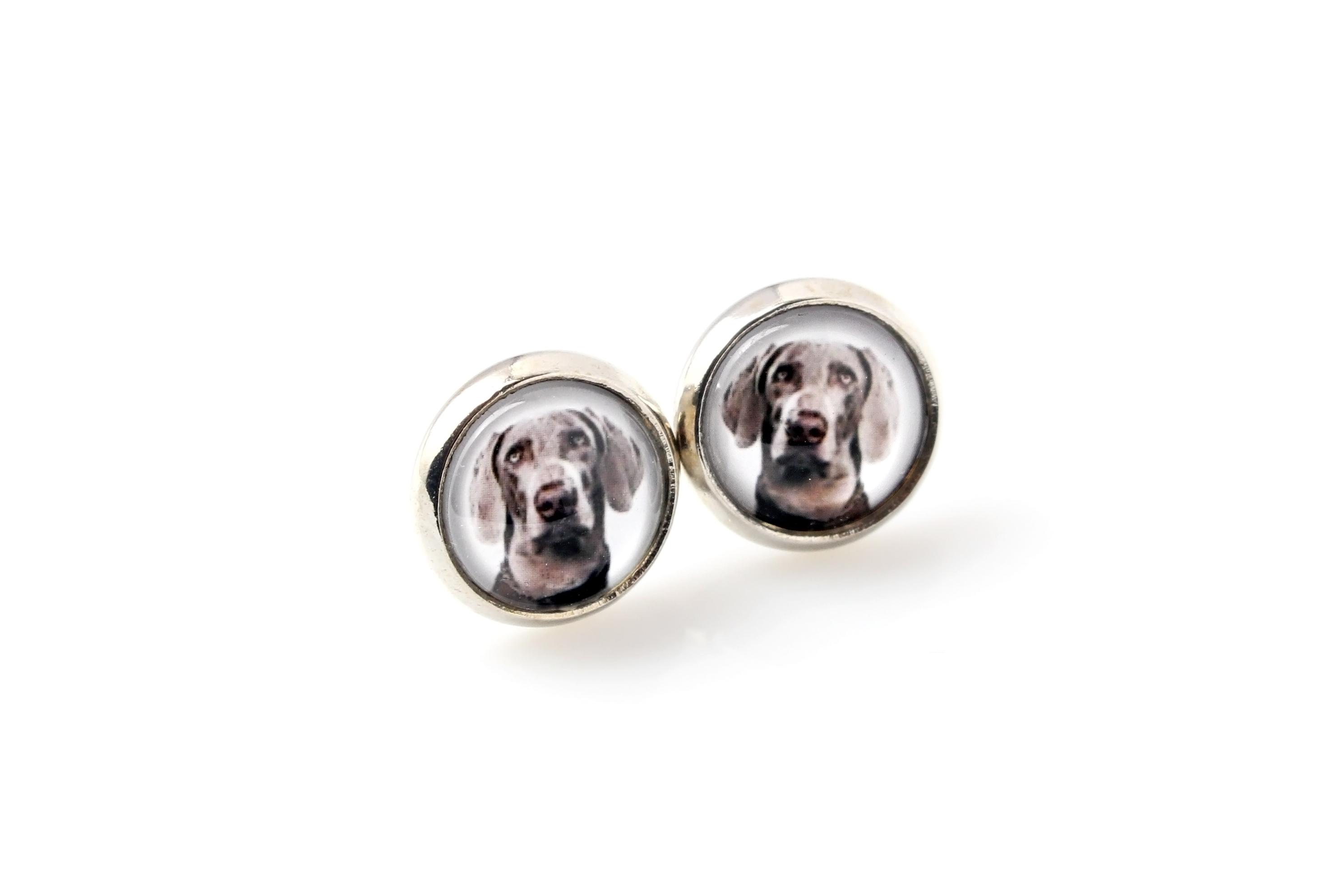 

Weimaraner, Grey Ghost - earrings your photo handmade, own photo, jewelry from the Art.-Dog brand срібний