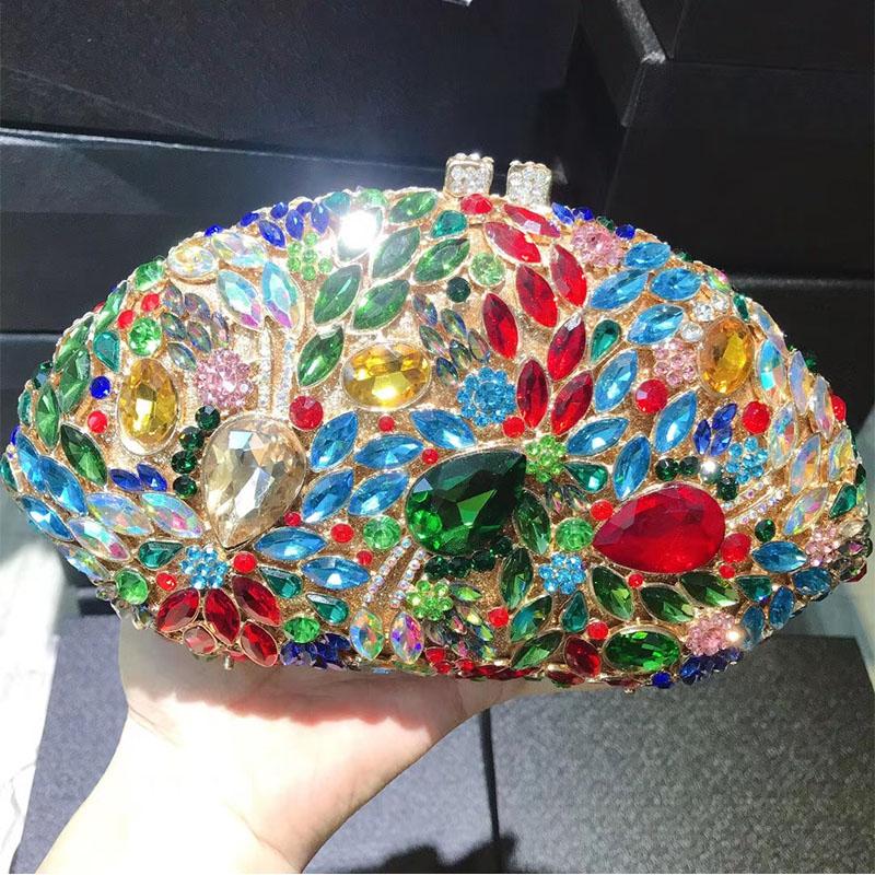 Large Diamond Evening Clutches Purses For Women Party Purse Bag Luxury WHTUOHENG Lady Crystal Fan-Handbags Dinner Prom Clutch 22cmX10.5cmX7cm