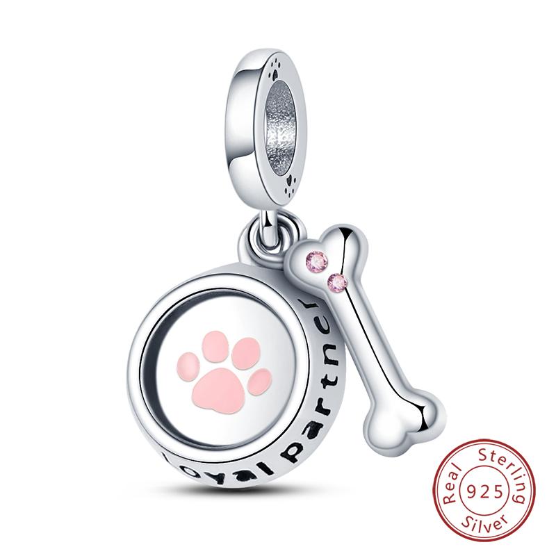 Fit 925 Silver Charms Beads Little Bear Lamb Little Flying Pig Pink Charms For Women DIY Birthday Jewelry Gift