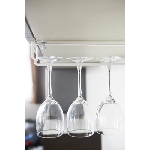 Yamazaki Under-Cabinet Wine Glass Hanger Plate, White, 2905