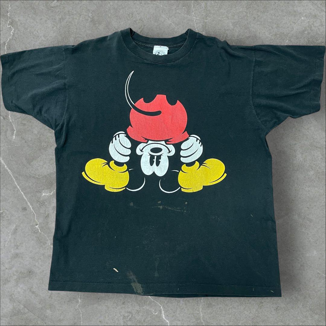 

[USED] 90s Mickey Mouse T-shirt, Peeping Mickey, Vintage, Size: OK, Faded, Atmosphere