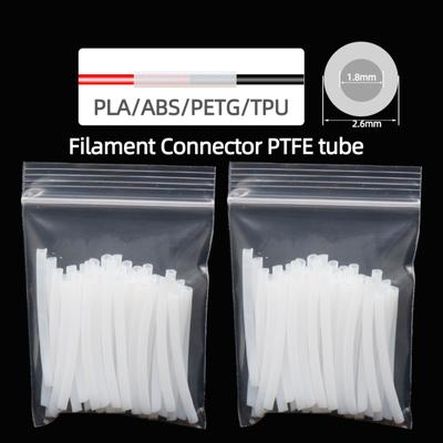 Konektory trubek PTFE Vlákna Spojky pro 3D tiskárnu Vlákno 37 mm Délka 1,8 x 2,6 mm Velikost 10/30/50 KS