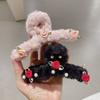 1pc New Style Plush Pearl Gentle Rose Flower Hair Clip, Large Grip Clip, Shark Grip Clip At the Back of the Head