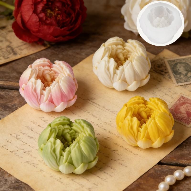 Paeonia Lactiflora Flower Silicone Molds Food Grade Silicone Easy Demold for Resin Casting Candle Soap Chocolate Baking
