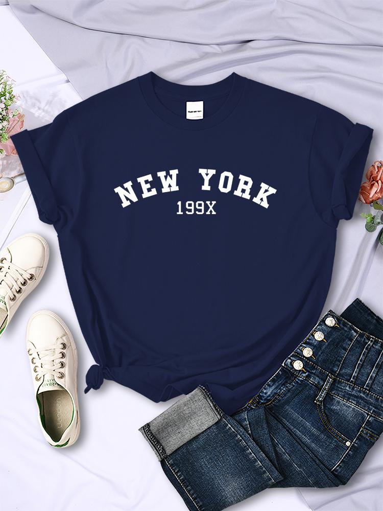 New York 199X tričko s motivem písmene - dámské módní značky s krátkým rukávem, ležérní pohodlné tričko, sportovní letní trička