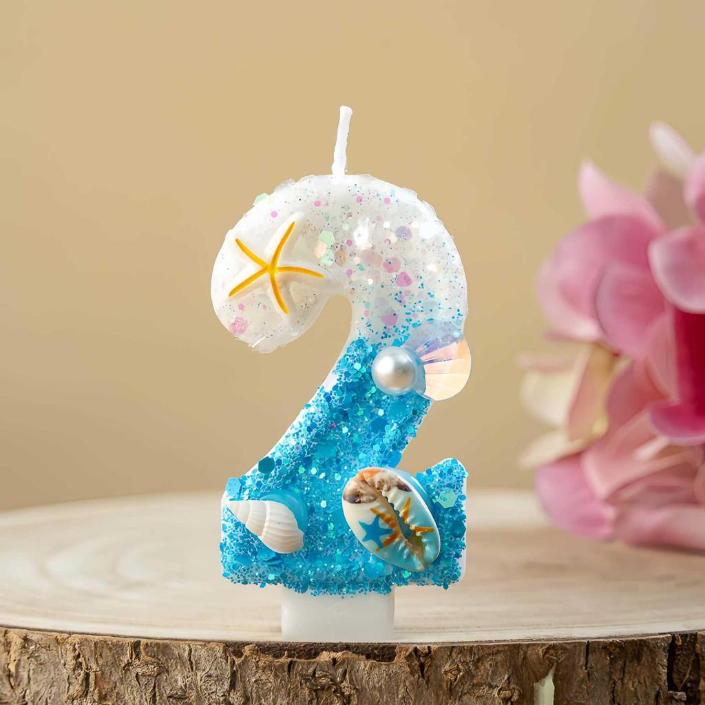TEMU Xiyin Ocean-Themed Starfish & Conch Birthday Candles (Numbers 0-9) Cake Decorations