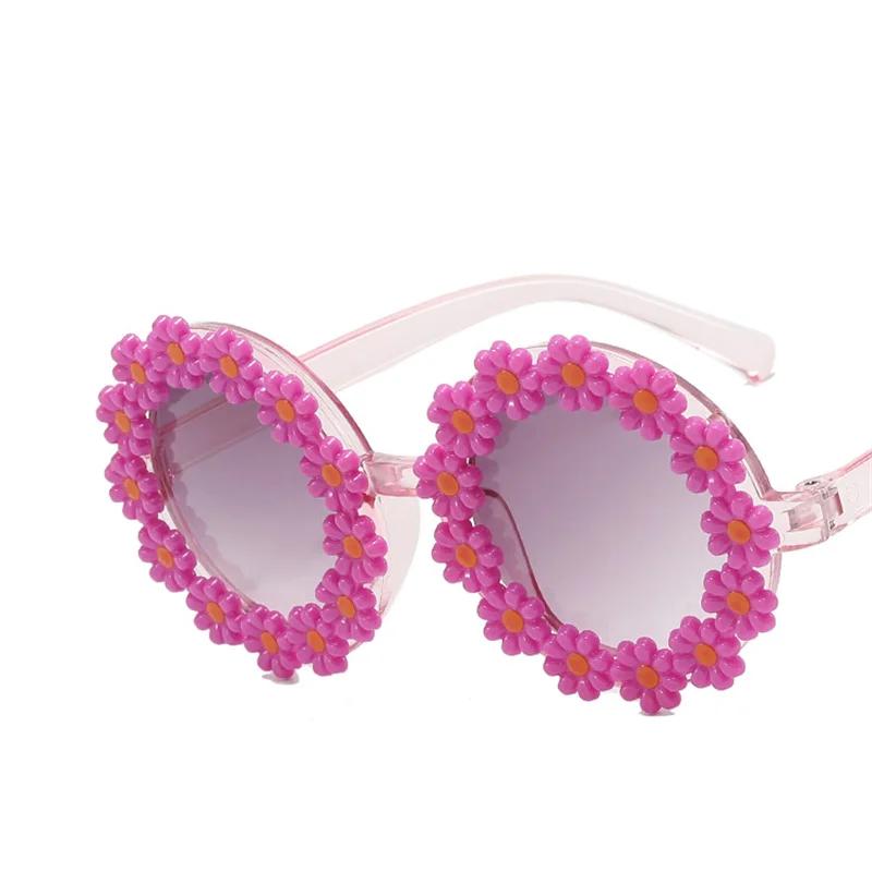 Round Sunglasses For Girls Boys Floral Frame Baby Sun Glasses Outdoor Sun Protection Eyewear Uv400 Protection Shades Eyewear