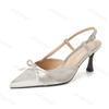 Fashion Women Heeled Sandals 2025 Summer New Pointed Toe Bow Fashion Buckle Pumps Shallow Party Sandalias De Mujer Luxury High Quality