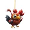 2D Christmas Rooster Ornament Cartoon Car Chicken Pendants Flat Rooster Pendant  Party Supplies