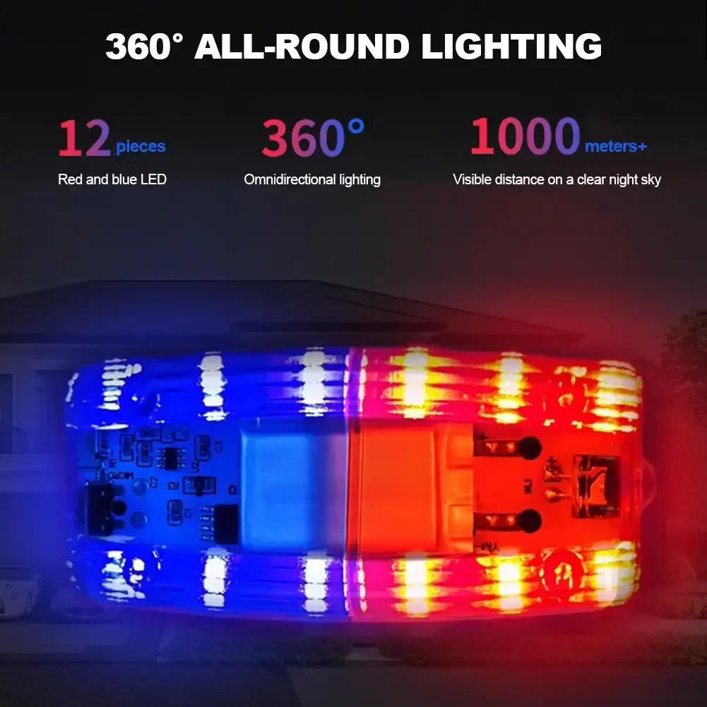 Polizeilicht LED Rot Blau Schulterlampe Warnung Notfallwarnung Sicherheitsleuchten USB Wiederaufladbar mit Clip Weißes Licht Taschenlampe