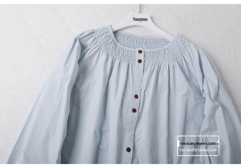 Japanese-Inspired Artistic Pleated Long Sleeve Women's Shirt - Spring Collection