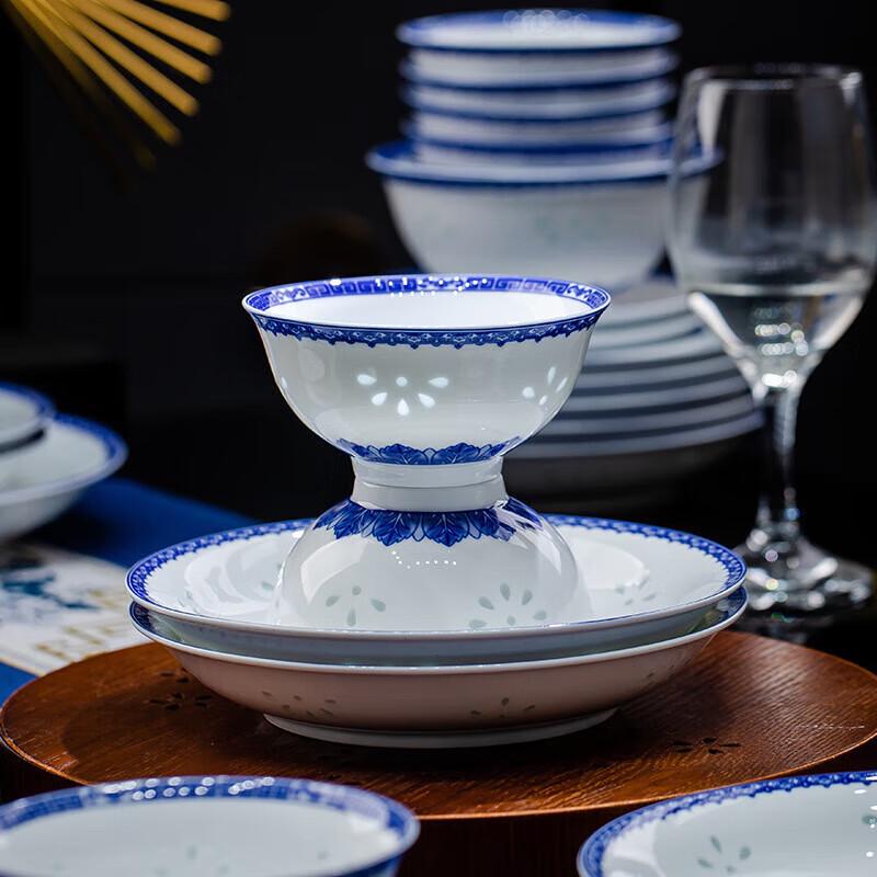 Xiyao Blue and White Linglong Ceramic Dinnerware Set