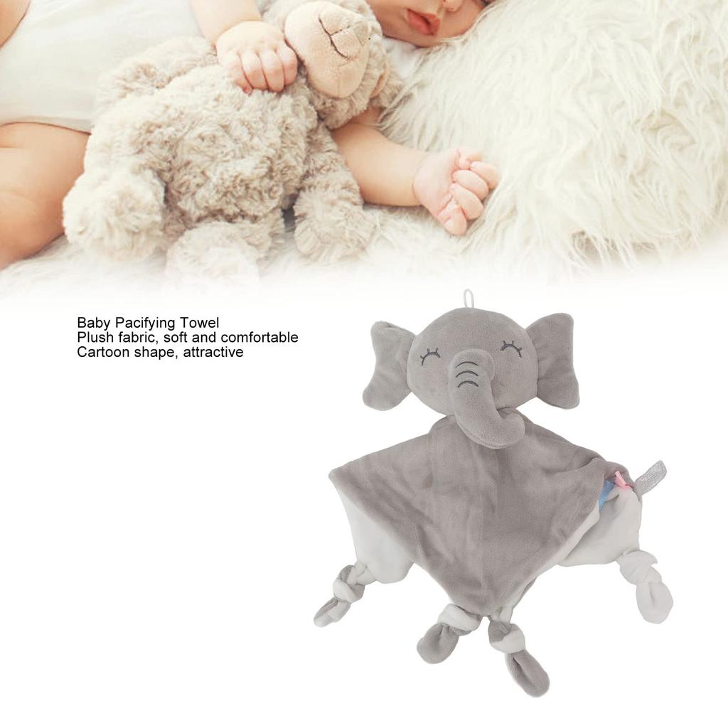 Ongwan Baby Bath Towel, Baby Pacifier Towel, Plush Cartoon Doll, Infant Burp Cloth Handkerchief, for Babies 3 Months and Up (Elephant)