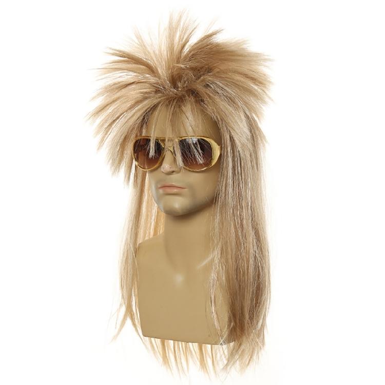 80s Disco Costume Accessories Hippie Glasses Curly Rock Wig Necklace for Unisex