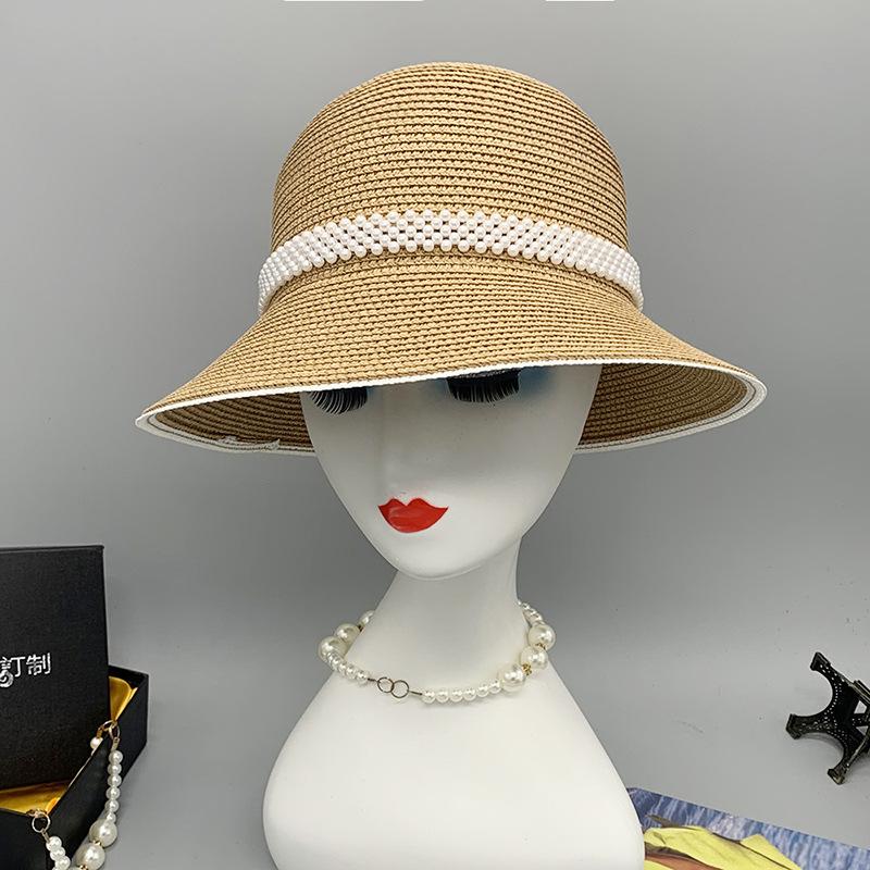 Hepburn Style Hat Female Year Pearl Foreign Style Versatile Bucket Hat Versatile Retro Basin Hat Top Hat