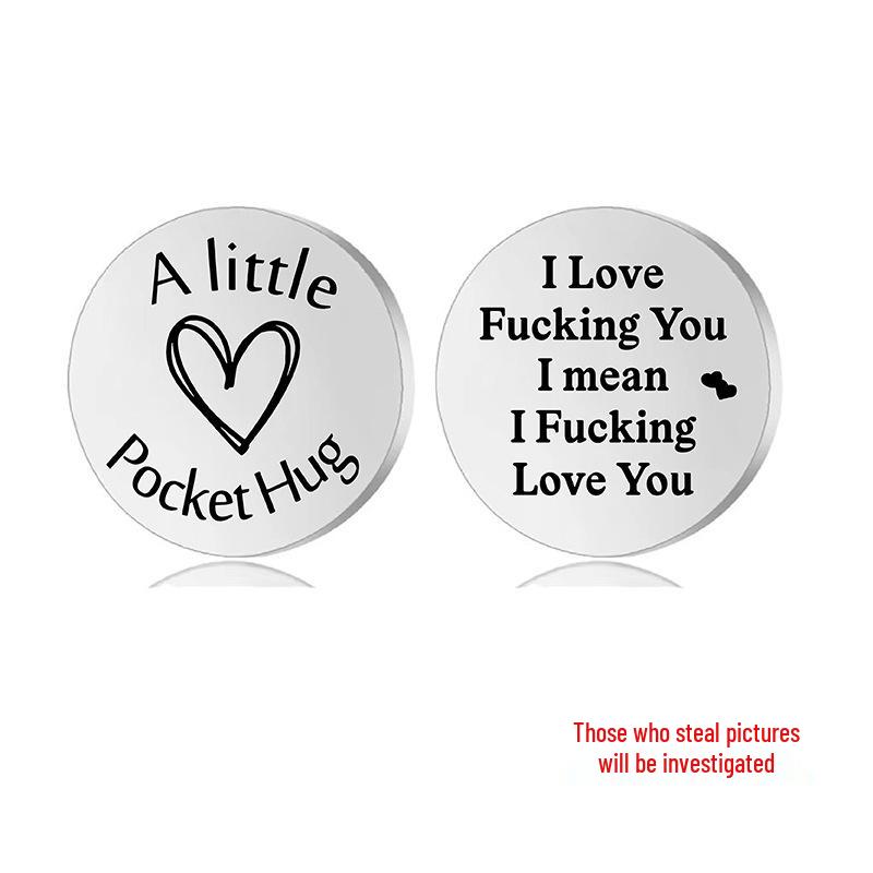 Lucky Charm Motivational Coin: Engravable Stainless Steel Couple & Family Gift Ornament.