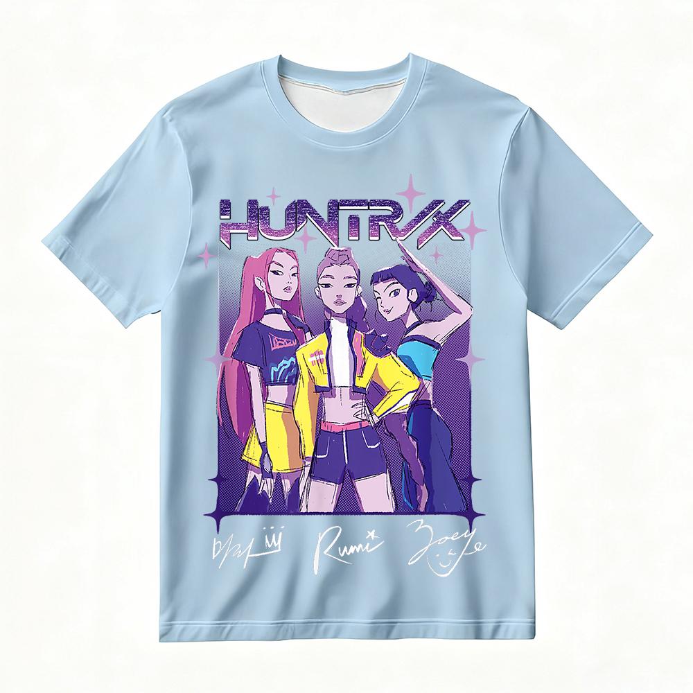 Women's KPop Demon Hunters Printed T-Shirt Summer Trendy Street & Various Occasions, Featuring HUNTRIX Group Characters Y2k Top