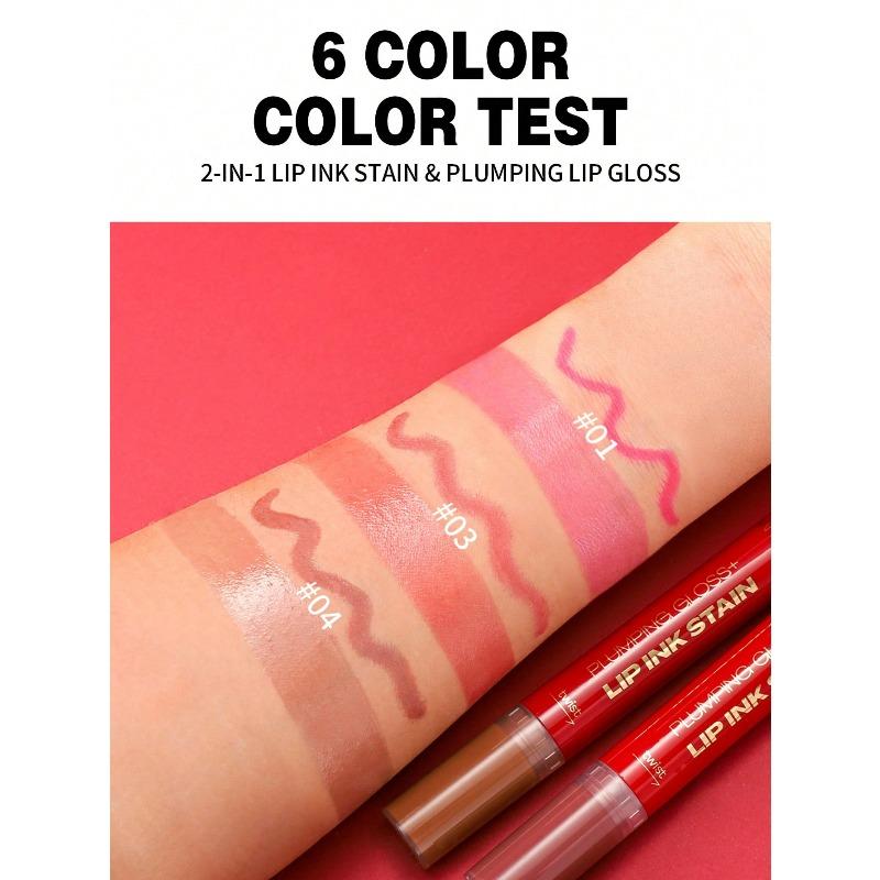 2-In-1 Watercolor Lip Gloss, Moisturizing, Mirror-Like Finish, Long-Lasting Color, Creates Natural Lip Tone, Suitable For Back To School, Beginners
