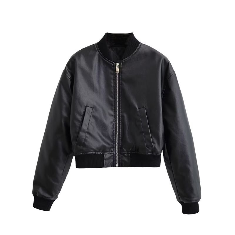 

Kaslead Новое поступление Женская одежда Модный стиль Модная стирка Искусственная кожа Летная куртка Хлопковая куртка 6318223 Black L