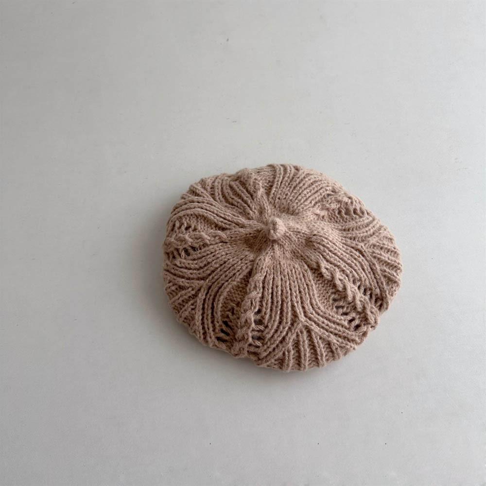 

Нишевый дизайн Осень и зима Новый стиль Ажурный вязаный Берет в литературном ретро-стиле для девочки Простая шляпа художника 48-52cm