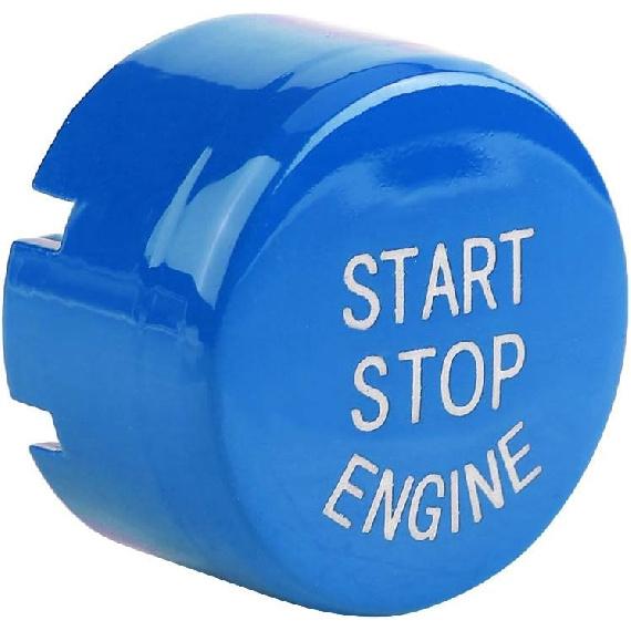Push Switch Button, Engine Switch Cover, Car Engine One-Button Start Button Fitment for F30 G/F Disk Bottom with Start&Stop(Blue)