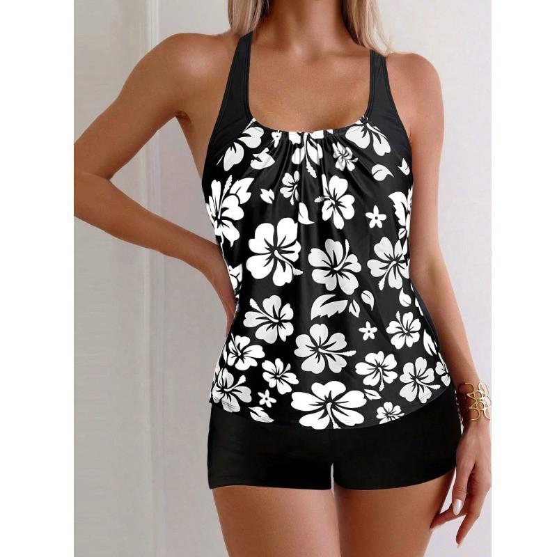 Split Swimsuit Suit Women's Tankini Printed Vacation Boxers Two-piece Set