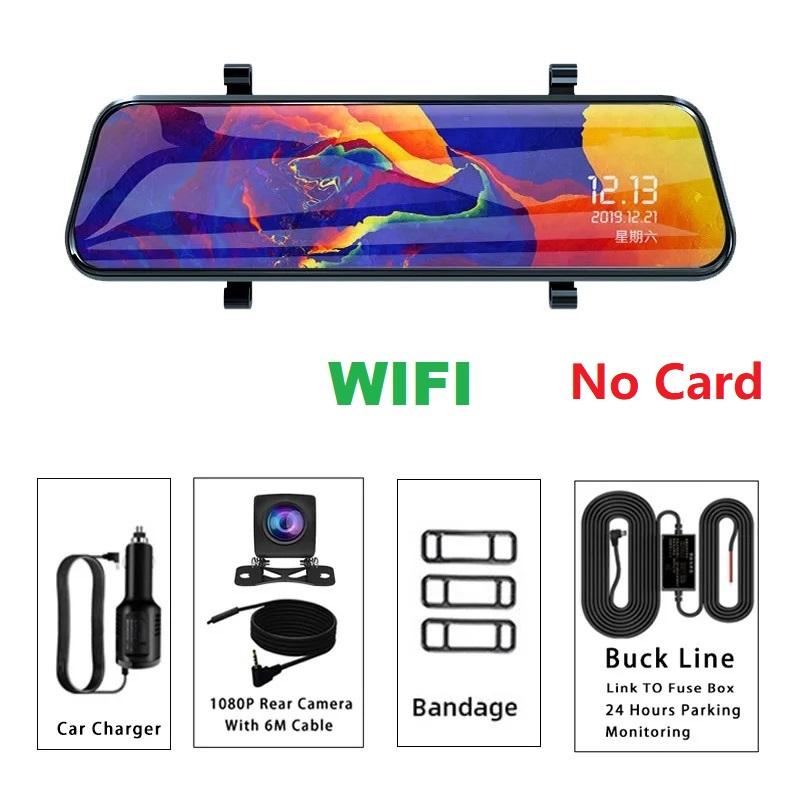 10'' Touch Screen Car Stream Media Dashcam DVR 1080P Dual Lens IPS Rearview Mirror Dash Camera Night Vision Video Recorder