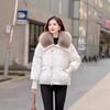 Short down cotton clothes for women, winter small men, new Korean version loose lapel large fur collar jacket for women