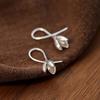 Copper Material Minimalist Magnolia Flower Stud Earrings Light Luxury Jewelry Daily Wear Accessories for Women