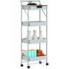 Trolley Storage Cart On Wheels 4 Tiers with Drawer, Tray and Baskets, Green