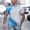Mens T Shirts Casual Short Sleeve Shirts Gradient Neck Soft Loose Fit Graphic Tees Summer Tshirts For Men