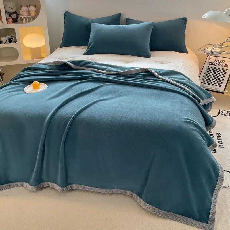 2025 Milk Fleece Blanket Three-piece Fleece Blanket Winter Warm Thickened Air Conditioning Multifunctional Fleece Blanket