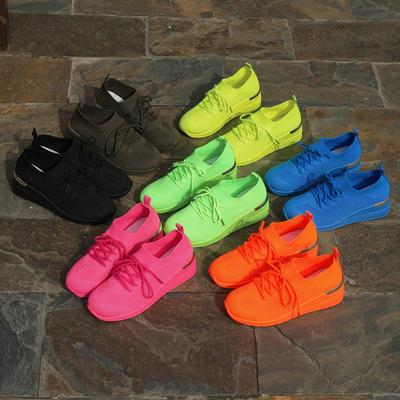 Chaussures de Sport Grande Taille pour Femmes Tissage Volant Confortables et Polyvalentes Décontractées Paresseuses Pied Compensé Talon Unique