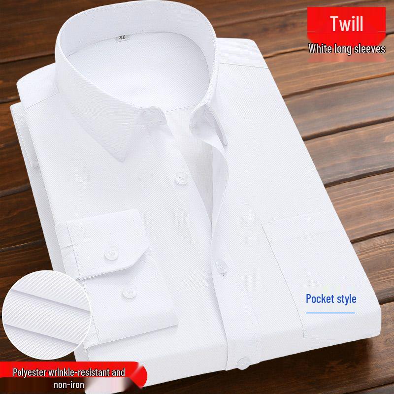 Men's Blue Long-Sleeve Business Shirt - Spring/Autumn Professional Workwear with Pocket Style