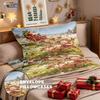 3pcs Christmas Reindeer Print Coreless Duvet Cover Set Multi Size Soft Bedroom Bedding Holiday Decoration Machine Washable