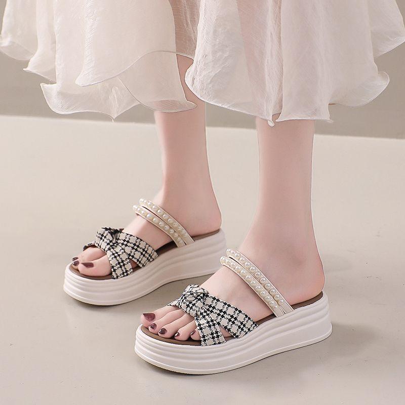 Woman Shoes Bow Platform Black Roman Style Sandals for Women 2025 Trending Asian Size on Sale Wholesale Pvc Daily Low Price Shoe