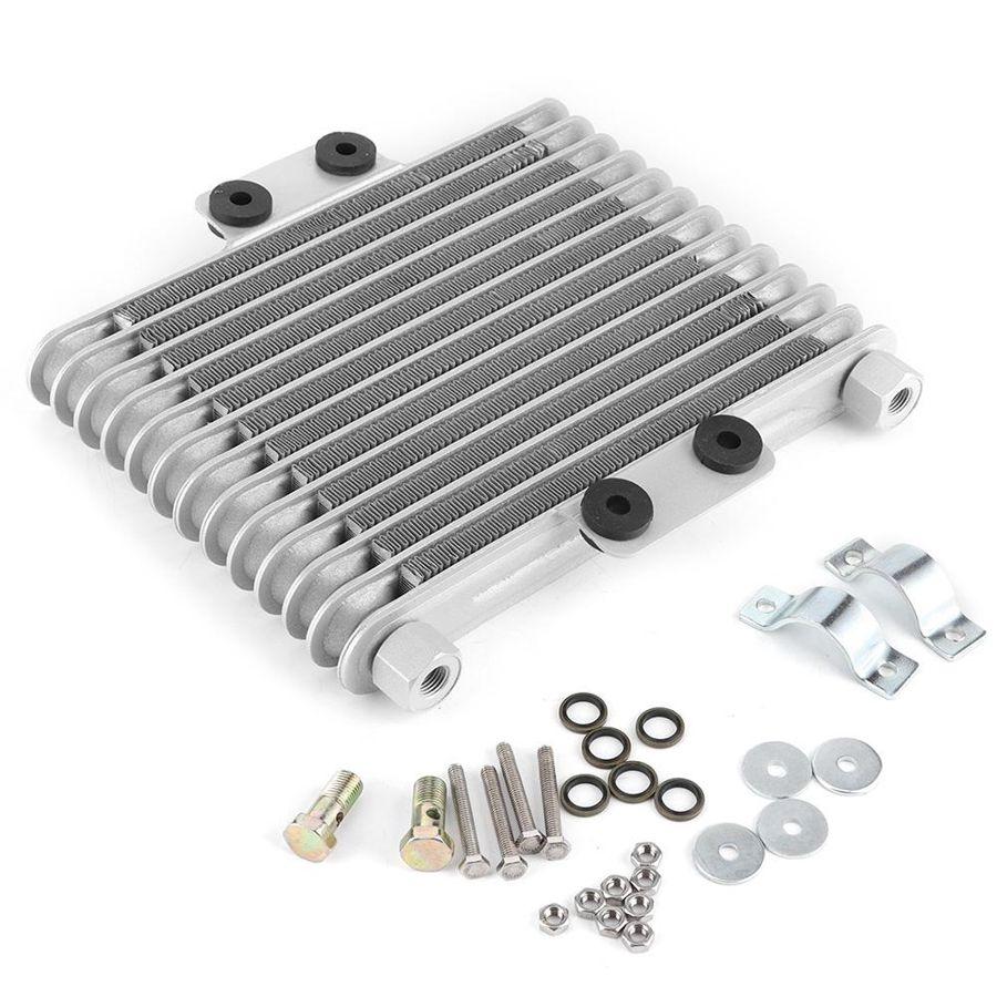 Oil Radiator 13 Row Universal Motorcycle Engine Oil Cooler Cooling Radiator Replacement 125-250CC Silver Cooling