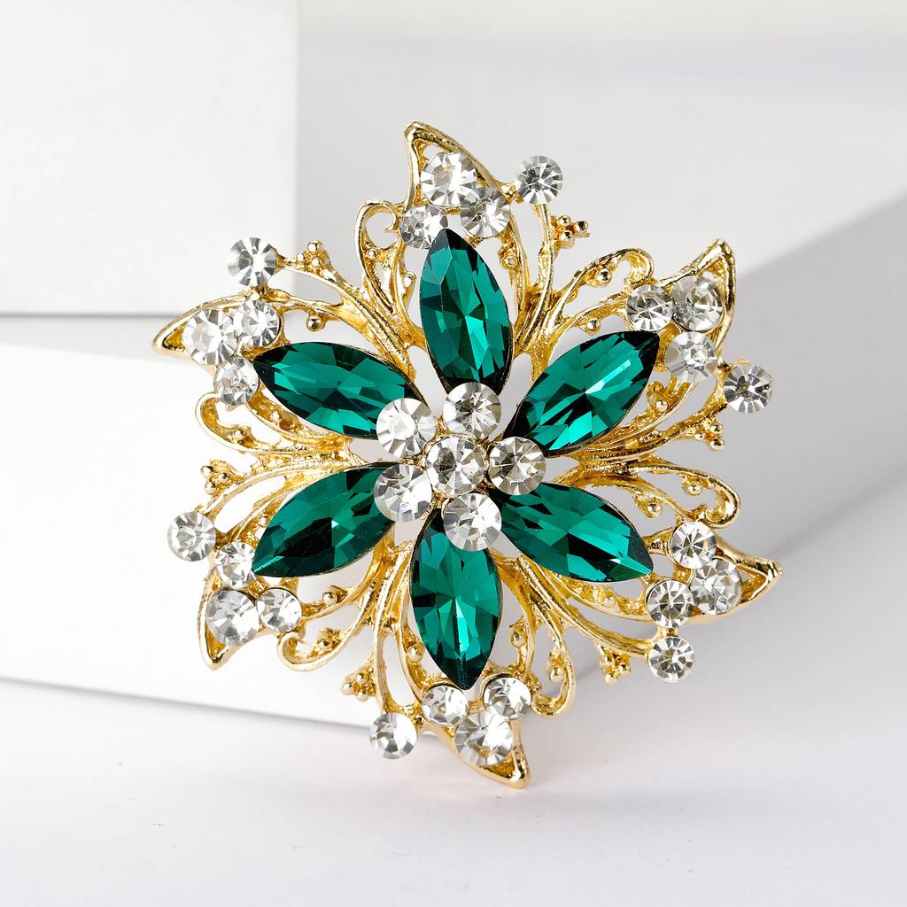 Rhinestone Flower Brooch for Women Unisex Crystal Glass Pins Banquet Party Backpack Gifts Jewelry Accessories