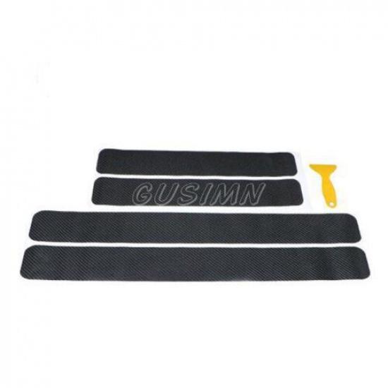 4pcs Carbon Fiber Car Door Plate Sill Scuff Cover Anti Scratch Sticker Protector