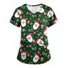 Plus SizePrinted Scrub Working Uniform Tops For Women's Cross V-Neck Print Short Sleeve Fun T-Shirts Workwear Tee With Pockets