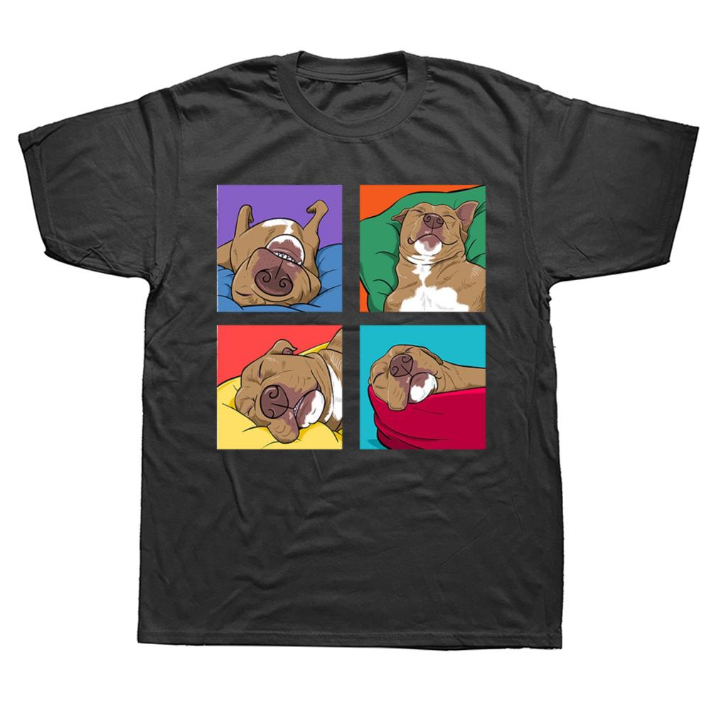 Funny Pitbull Lazy Gift for Dog Love T Shirts Graphic Cotton Streetwear Short Sleeve Birthday Summer Style T-shirt Mens Clothing