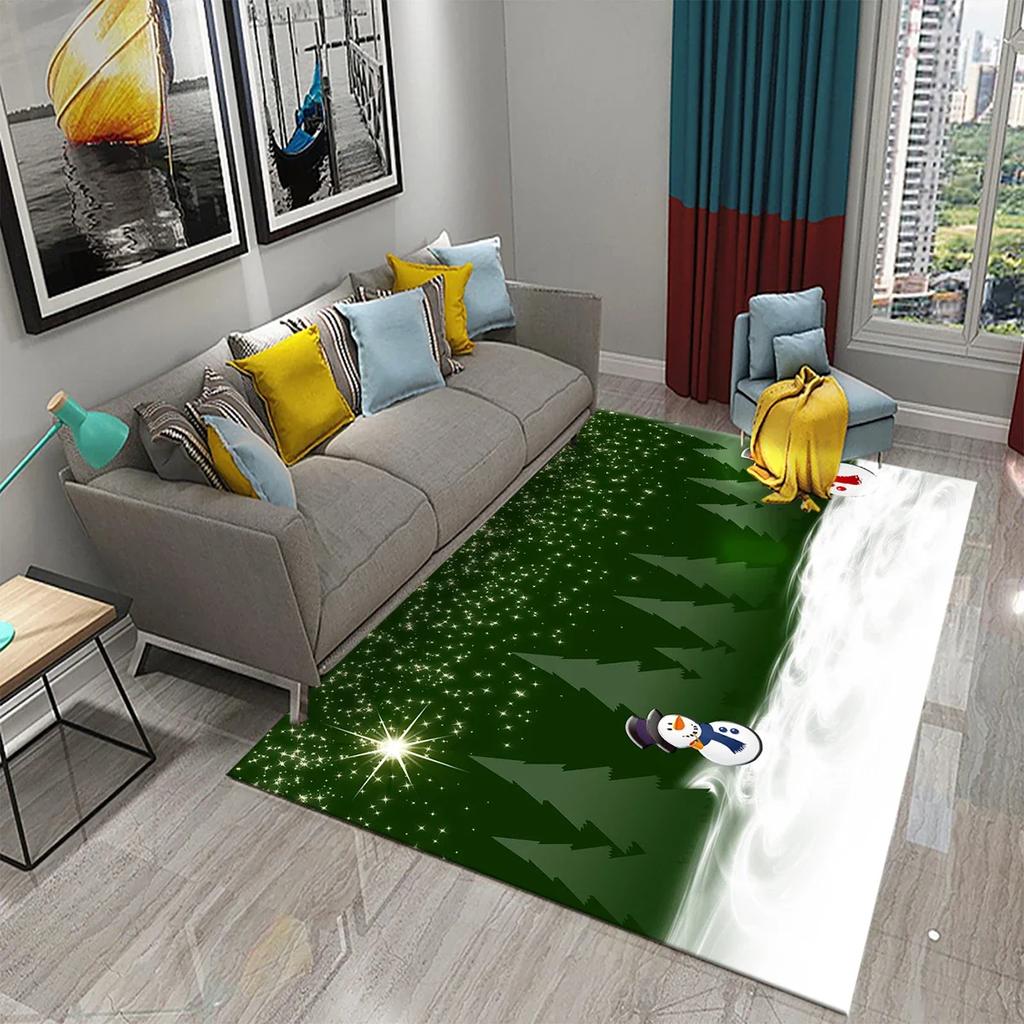Lovely Cartoon Snowman Carpet Snowflake Rug Winter Snow Print Area Rugs Door Mat Yoga Mats Kids Bedroom Living Room Flat Mat