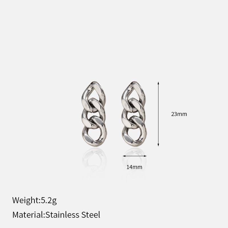 European and American Style Stainless Steel Geometric Chain Titanium Steel Stud Earrings Women's Light Luxury Fashion Simple Stainless Steel Stud