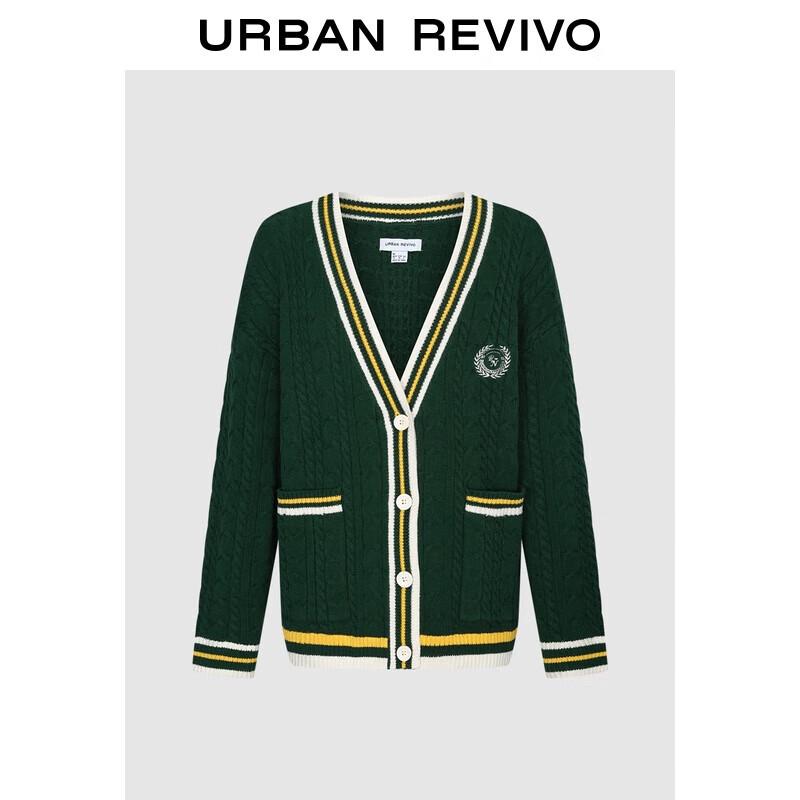 

UR 2025 Зимний женский кардиган в стиле ретро с V-образным вырезом и кабельным узором XS