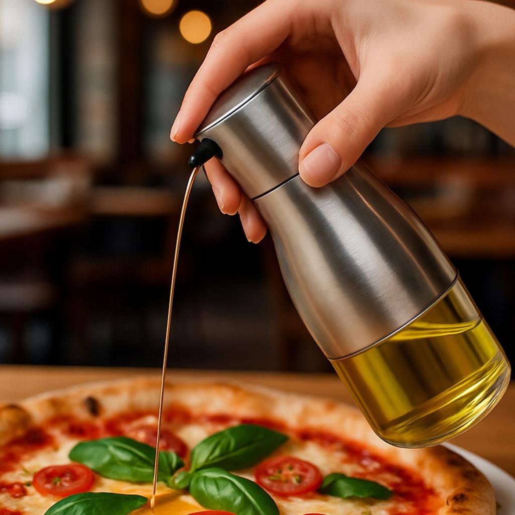 Olive oil vinegar dispenser 320 ml glass bottle with metal cap